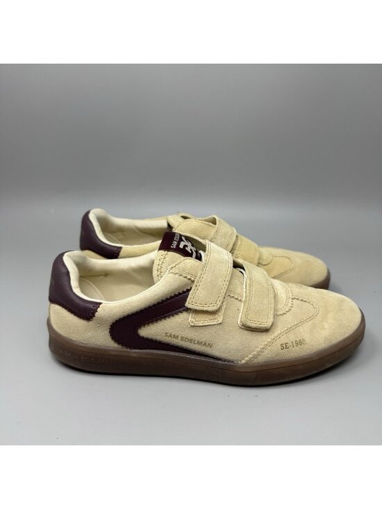 Sam Edelman Shoes - Sam Edelman Talia Womens Sneakers Size 6.5 Ivory Leather Suede Hook& Loop Strap
